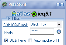 přihlašovací obrazovka ICQ5.1