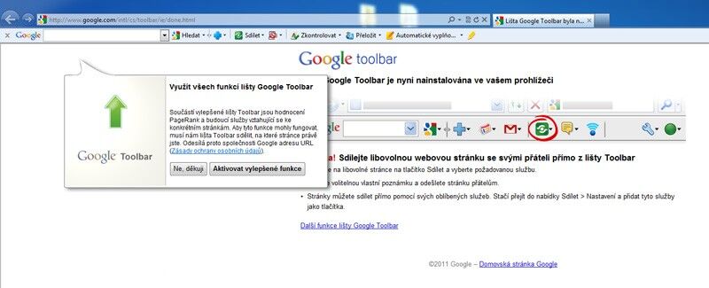Instalace Google Toolbar je rychlá a snadná