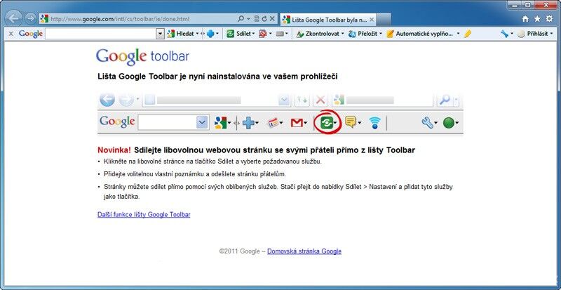 Podoba Google lišty – Internet Explorer 9