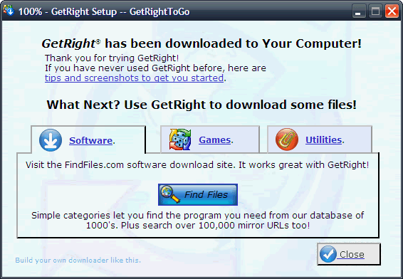 GetRight má ve své režii několik stránek plných downloadů