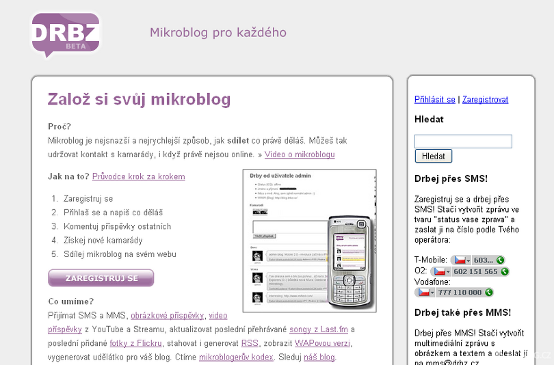 Český systém DRBZ umí i mobilní blogování…