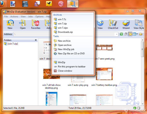 Winzip ve Windows 7