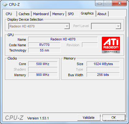 Nově dokáže CPU-Z rozpoznávat i grafické karty.