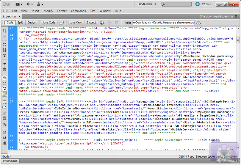 Ukázka II. Kódování v jazyce HTML za pomocí CSS stylů