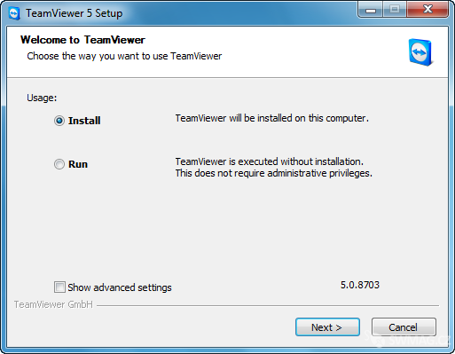 Teamviewer můžete buďto nainstalovat nebo rovnou spustit
