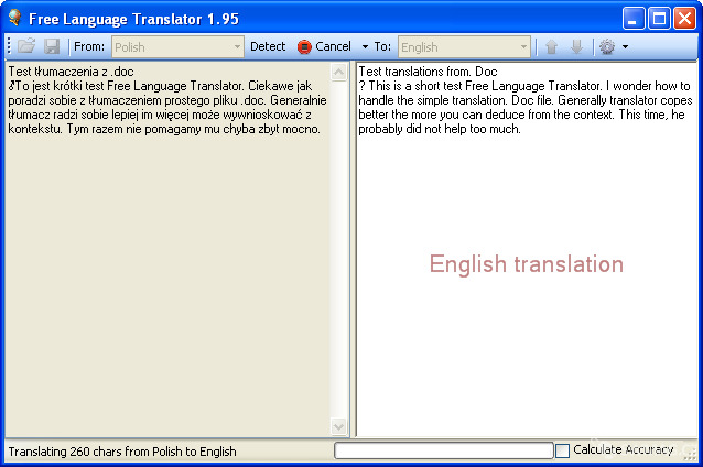 Obrázek I. Ukázka I. Free Language Translator