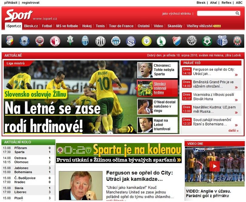 Obrázek III. Sekce Sport na www.blesk.cz
