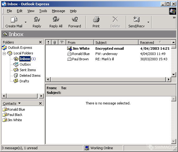 Obrázek I. Ukázka I. MS Windows Mail verze Windows