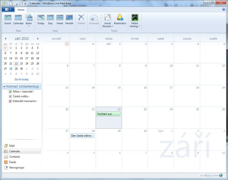 Kalendář alias úkolníček se plně synchronizuje s Windows Live