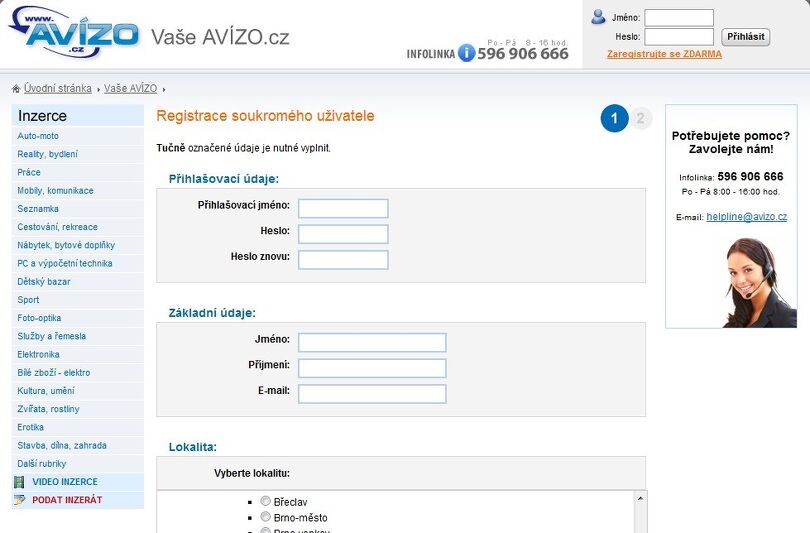 Obrázek VI. Ukázka I. Registrace soukromého uživatele