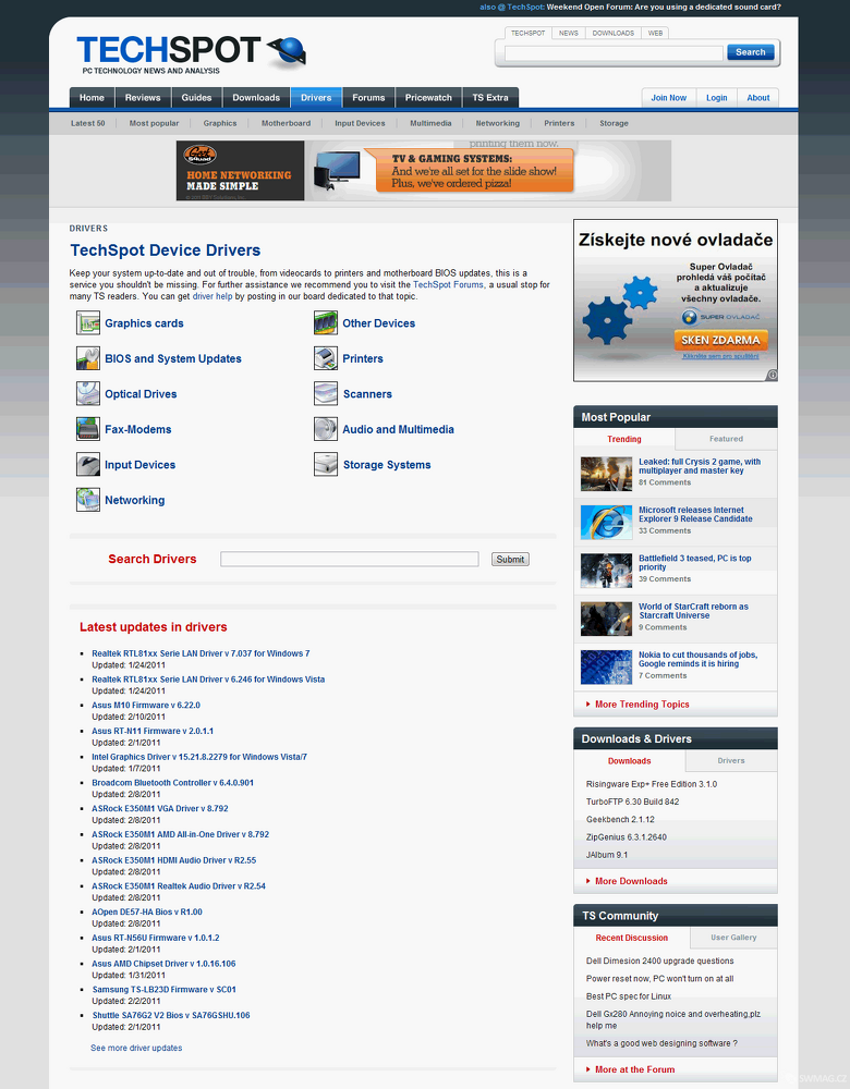 Techspot.com – internetová databáze ovladačů