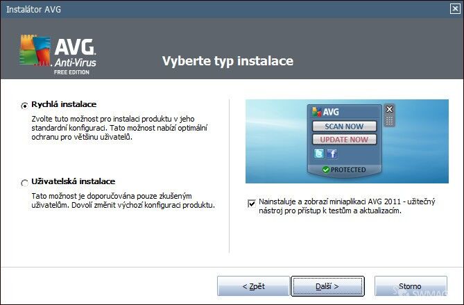 Instalace AVG Free Antivirus 2011