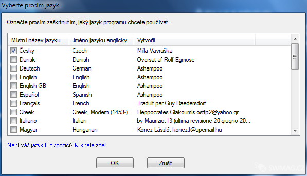 Výběr jazyků v ABS 10