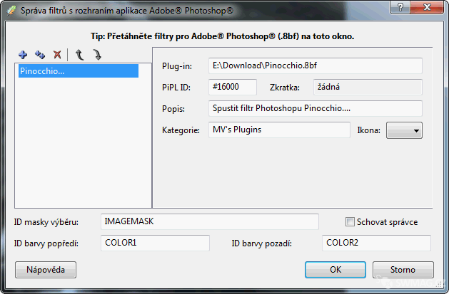 Správce Adobe Photoshop filtrů
