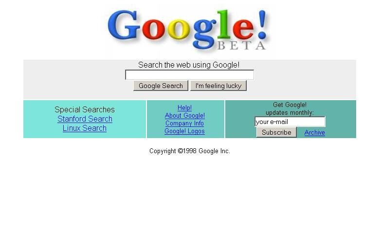 Takhle vypadal Google v roce 1998