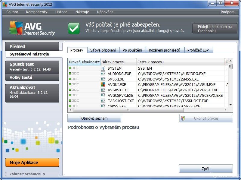 Systémové nástroje AVG Internet Security 2012