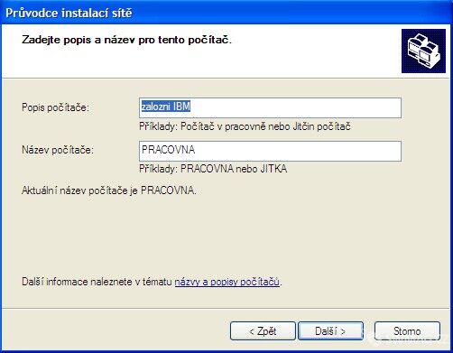 Instalace sítě na Windows XP