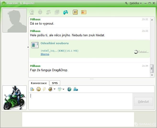 Okno chatu ICQ 7.7