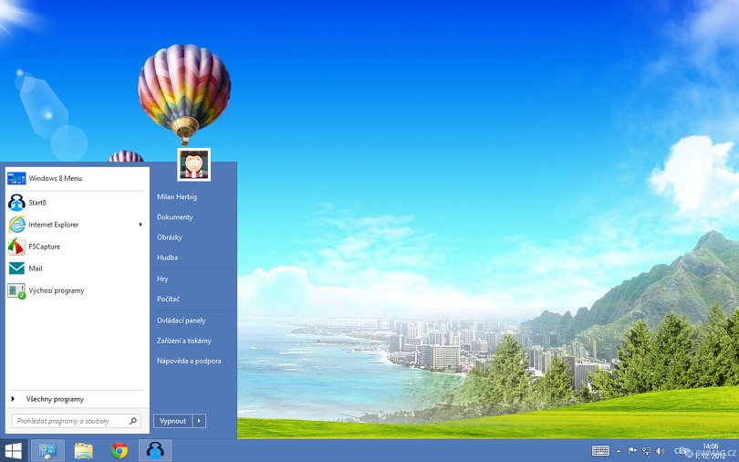 Nabídka Start ve stylu Windows 7