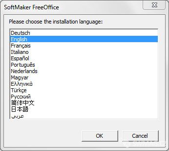 výběr jazyka při instalaci