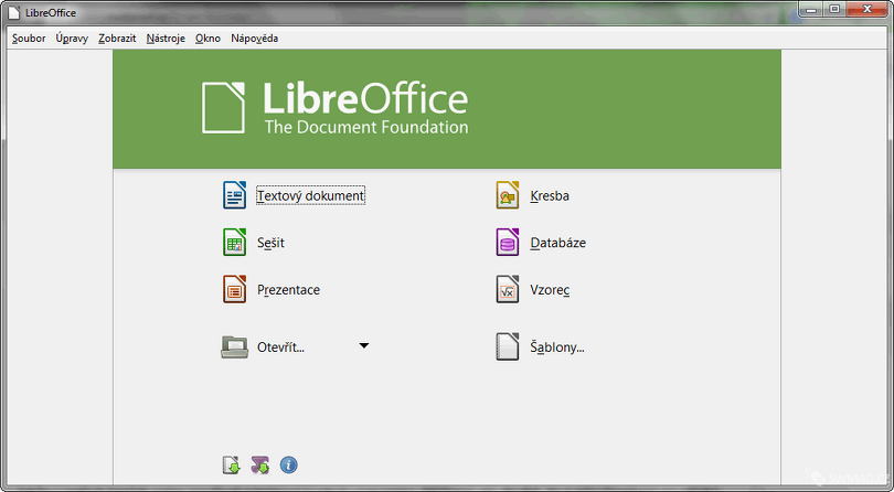 Nabídka aplikací LibreOffice