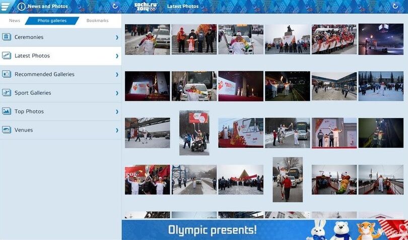 Sochi 2014 Guide – databáze fotografií – zdroj Google Play