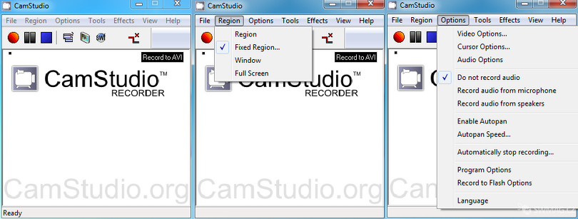 Funkce programu CamStudio