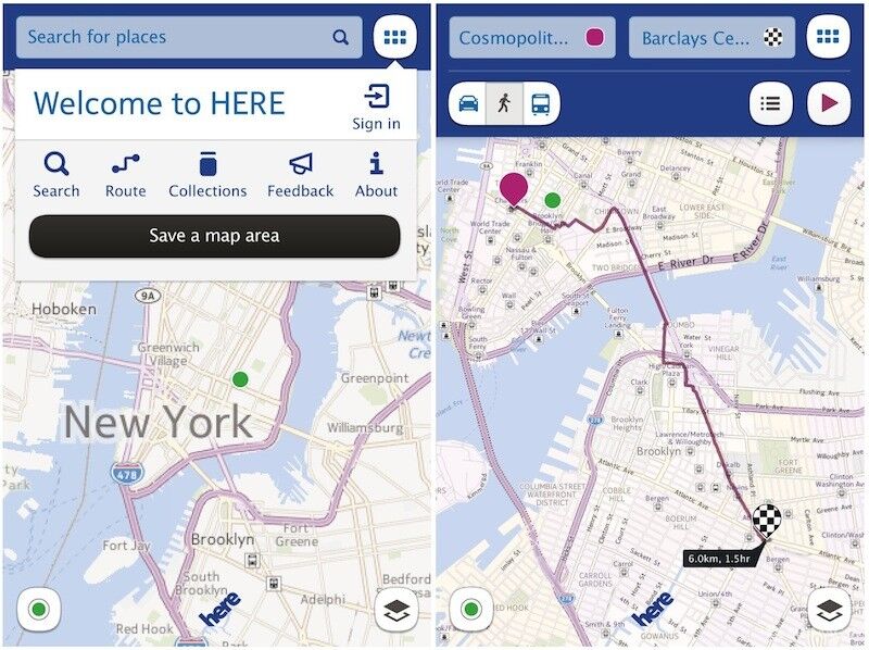 Here Maps na iPhonu