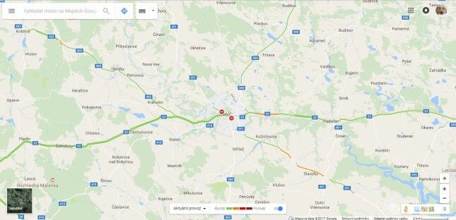 Dopravní situace v malíku jedině s Mapy Google