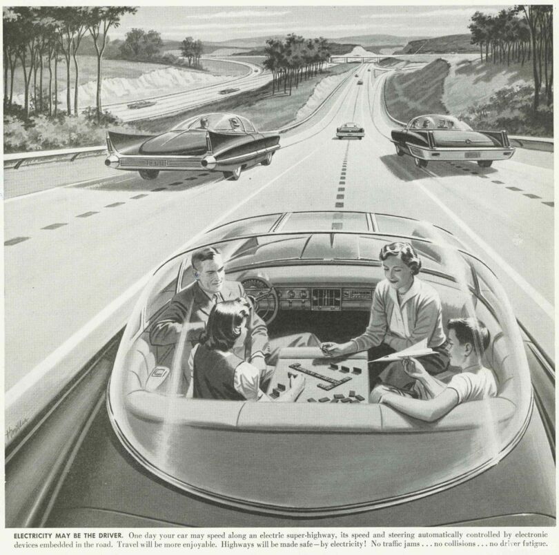 Autonomní vozidlo dle představ v 50. letech. Zdroj: Computerhistory.org