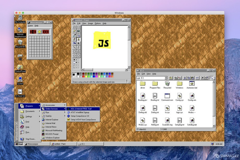Aplikace vám představí Windows 95 tak, jak vypadal i před lety.