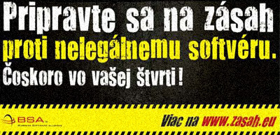 BSA brojí na Slovensku s výhružnou reklamou (http://www.swmag.cz)