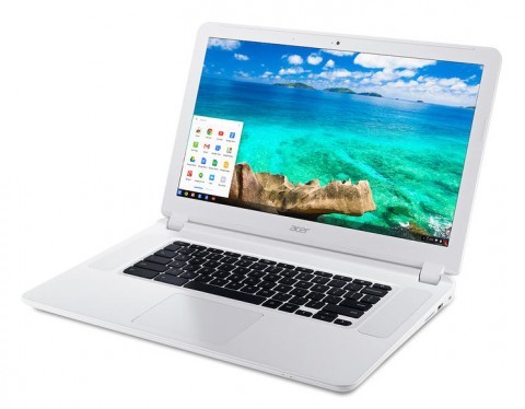 Chromebook s 15,6" – všimněte si reproduktorů na bocích klávesnice.